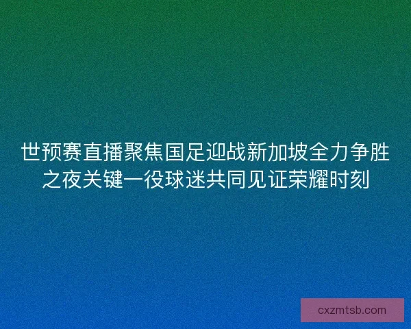 世预赛直播聚焦国足迎战新加坡全力争胜之夜关键一役球迷共同见证荣耀时刻